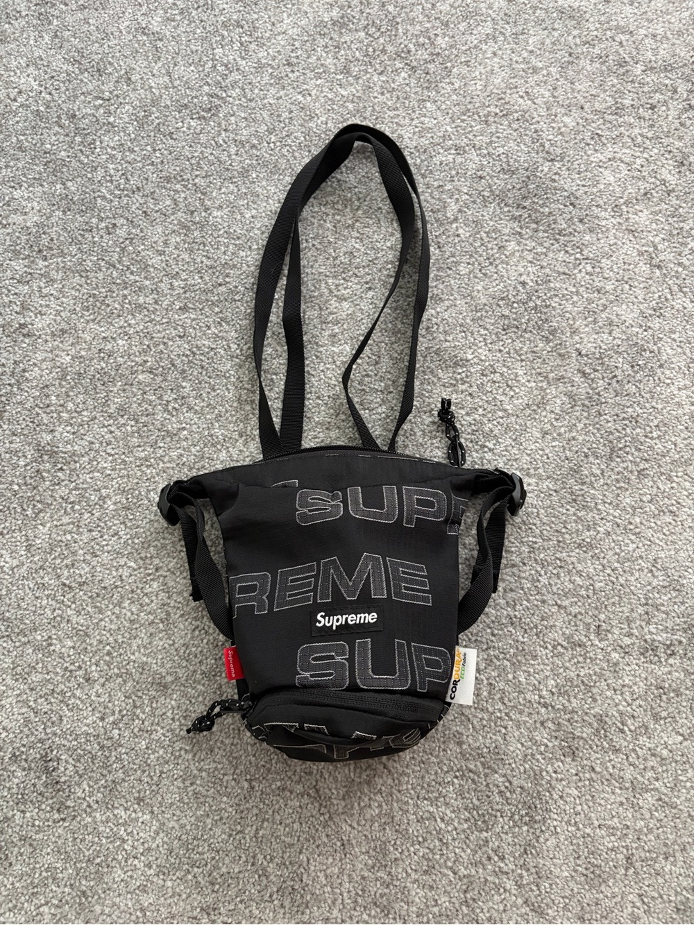 Supreme Black Logo Repeat Shoulder Bag